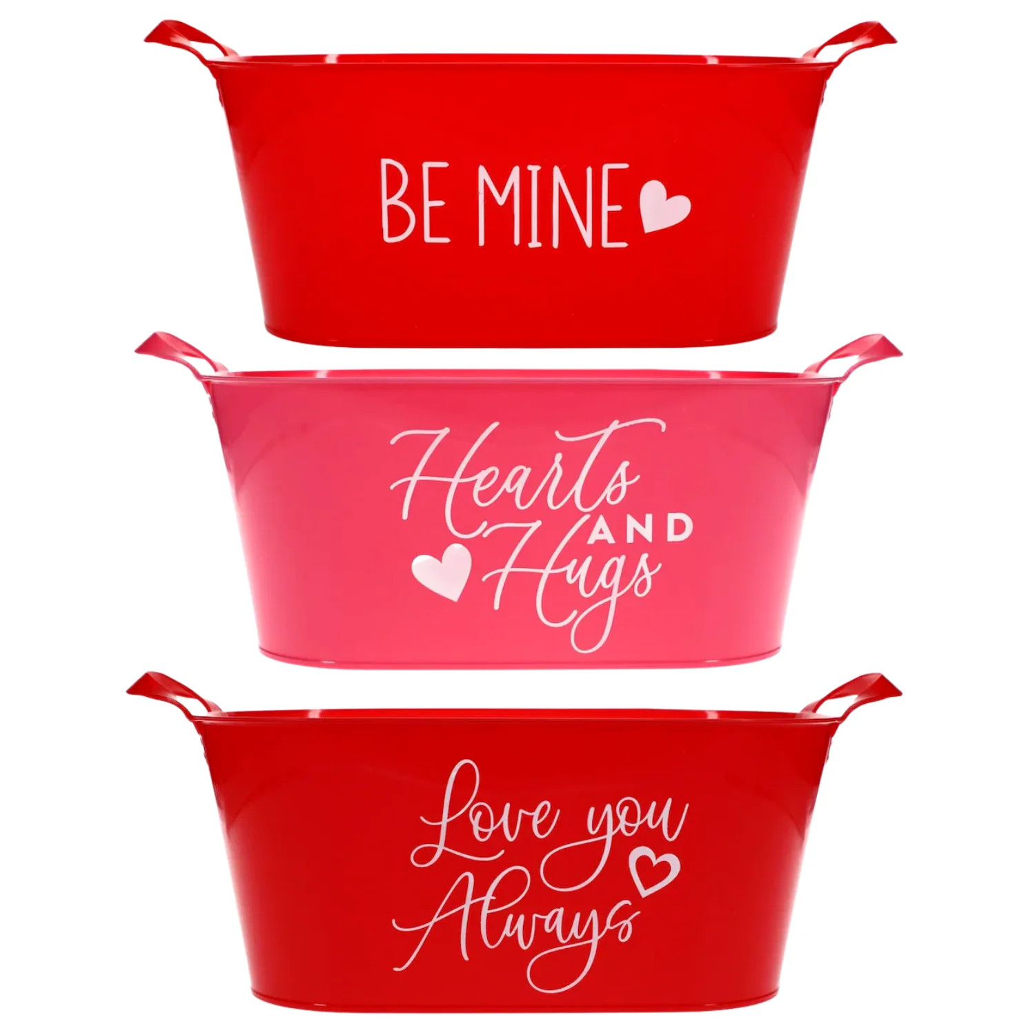 Plastic Valentines Day Red and Pink Love Sentiment Buckets with Handles, Set of 3 | Walmart (US)