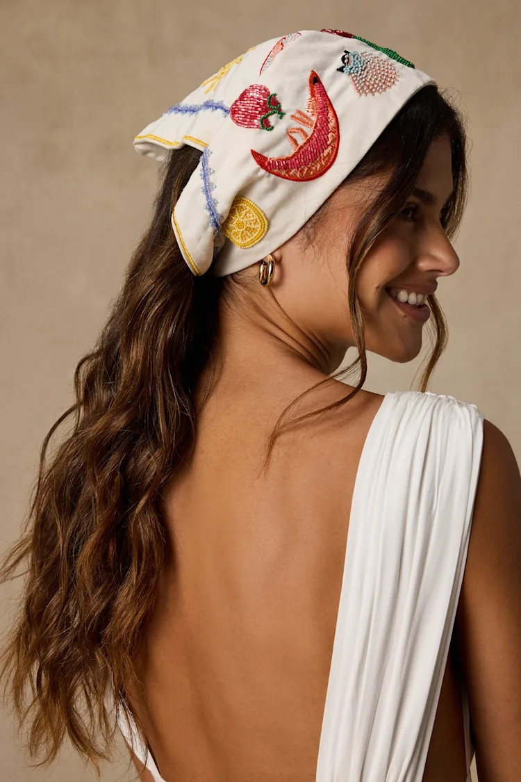 Hampton Drive White Multi Beaded Head Scarf | Lulus