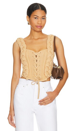 Taylie Cable Corset in Tan | Revolve Clothing (Global)