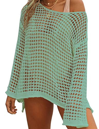 Bsubseach Crochet Cover Ups for Women Sexy Hollow Out Swim Cover Up Knit Summer Outfits White at ... | Amazon (US)