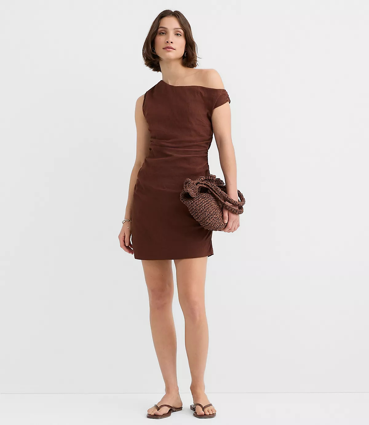LOFT Beach Ruched Off The Shoulder Mini Dress | LOFT