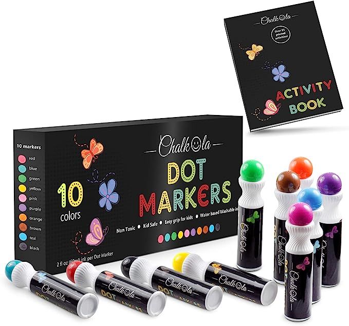 Washable Dot Markers for Kids with Free Activity Book | 10 Colors Set | Water-Based Non Toxic Pai... | Amazon (US)