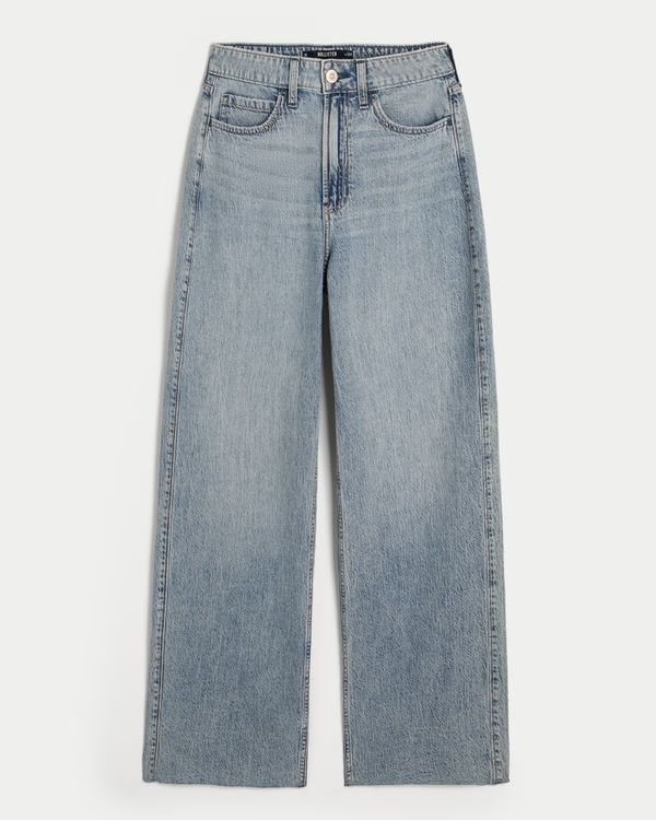 Women's Ultra High-Rise Lightweight Medium Wash Baggy Jeans | Women's Bottoms | HollisterCo.com | Hollister (US)