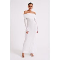Josie Off Shoulder Mesh Maxi Dress - Ivory I MESHKI I Size S | MESHKI US