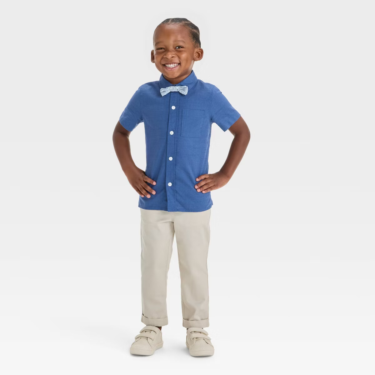 Toddler Boys' Short Sleeve Woven Bowtie Shirt Set - Cat & Jack™ Dark Blue | Target