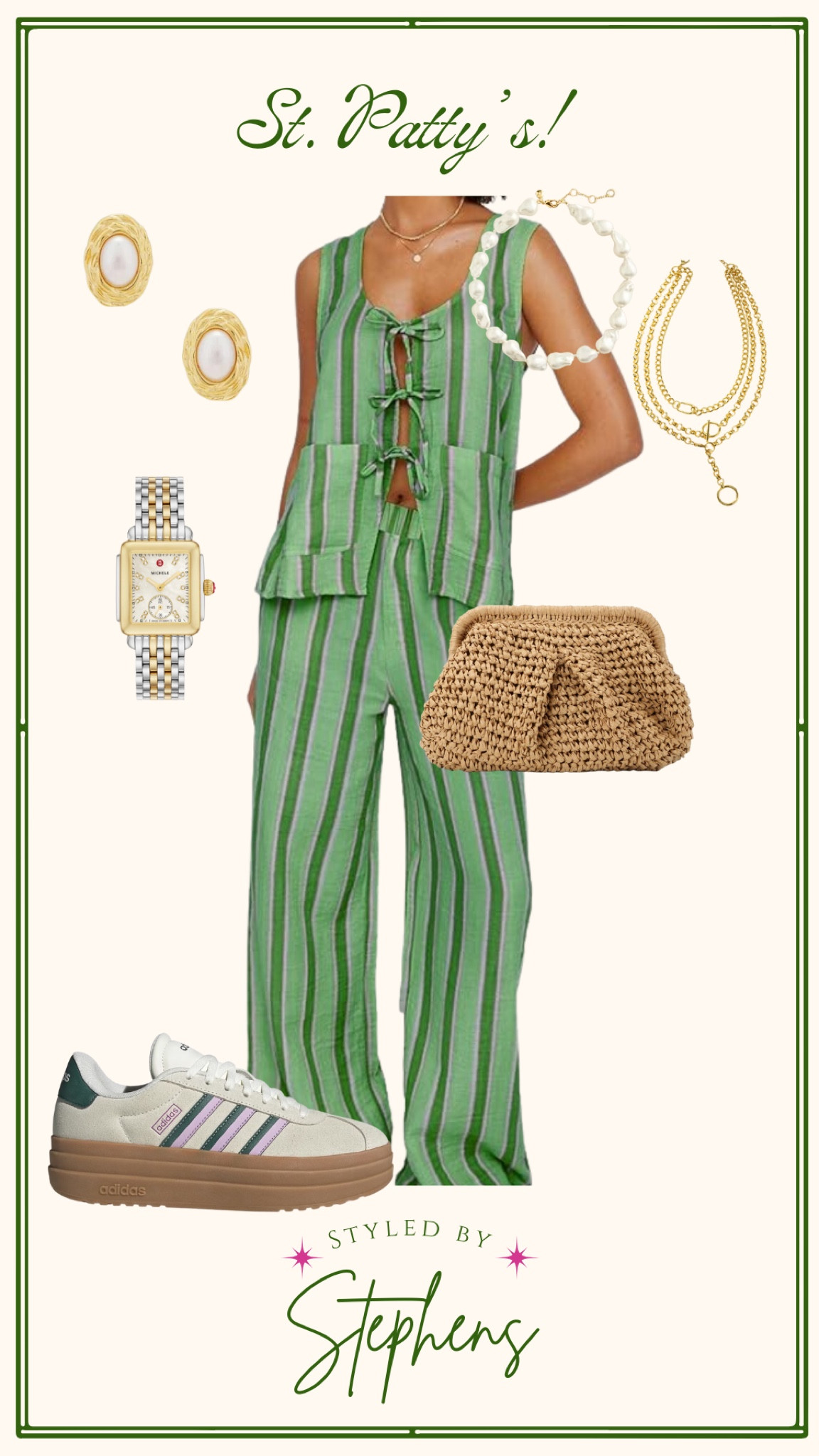 St. Patrick’s Day outfit!! Love this stripe linen set with the platform sneakers and fun jewelry 💚 Amazon finds!

#LTKSeasonal #LTKFindsUnder50 #LTKStyleTip