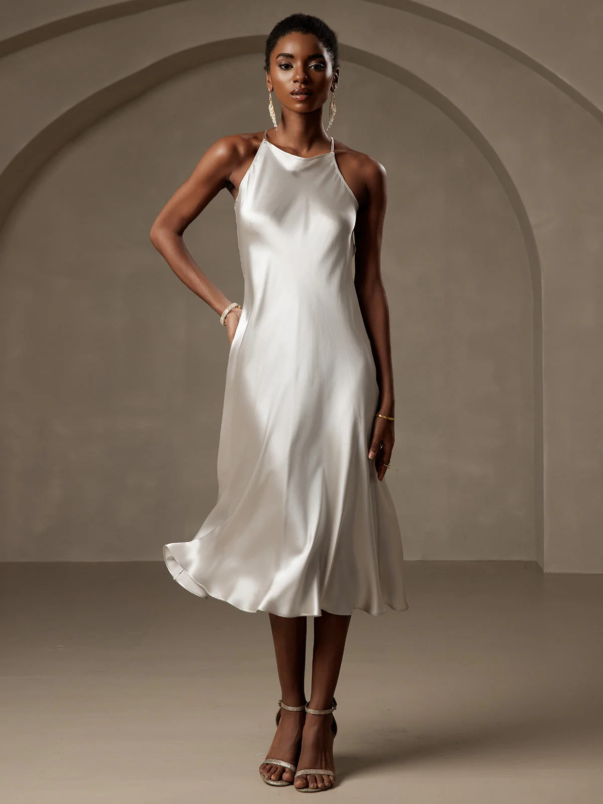 Clearance - 19Momme Silk Spaghetti straps Maxi Dress | SilkSilky