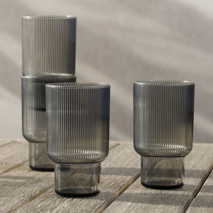 Fluted Acrylic Tall Drinking Glass Sets | West Elm (US)
