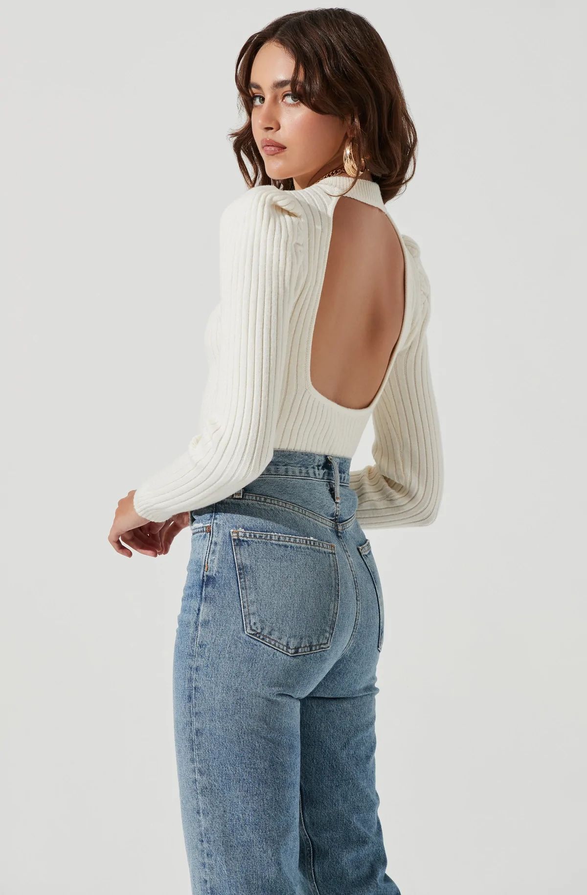 Back Cutout Long Sleeve Sweater | ASTR The Label (US)