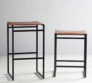 Hardy Backless Leather Bar & Counter Stools | Pottery Barn (US)