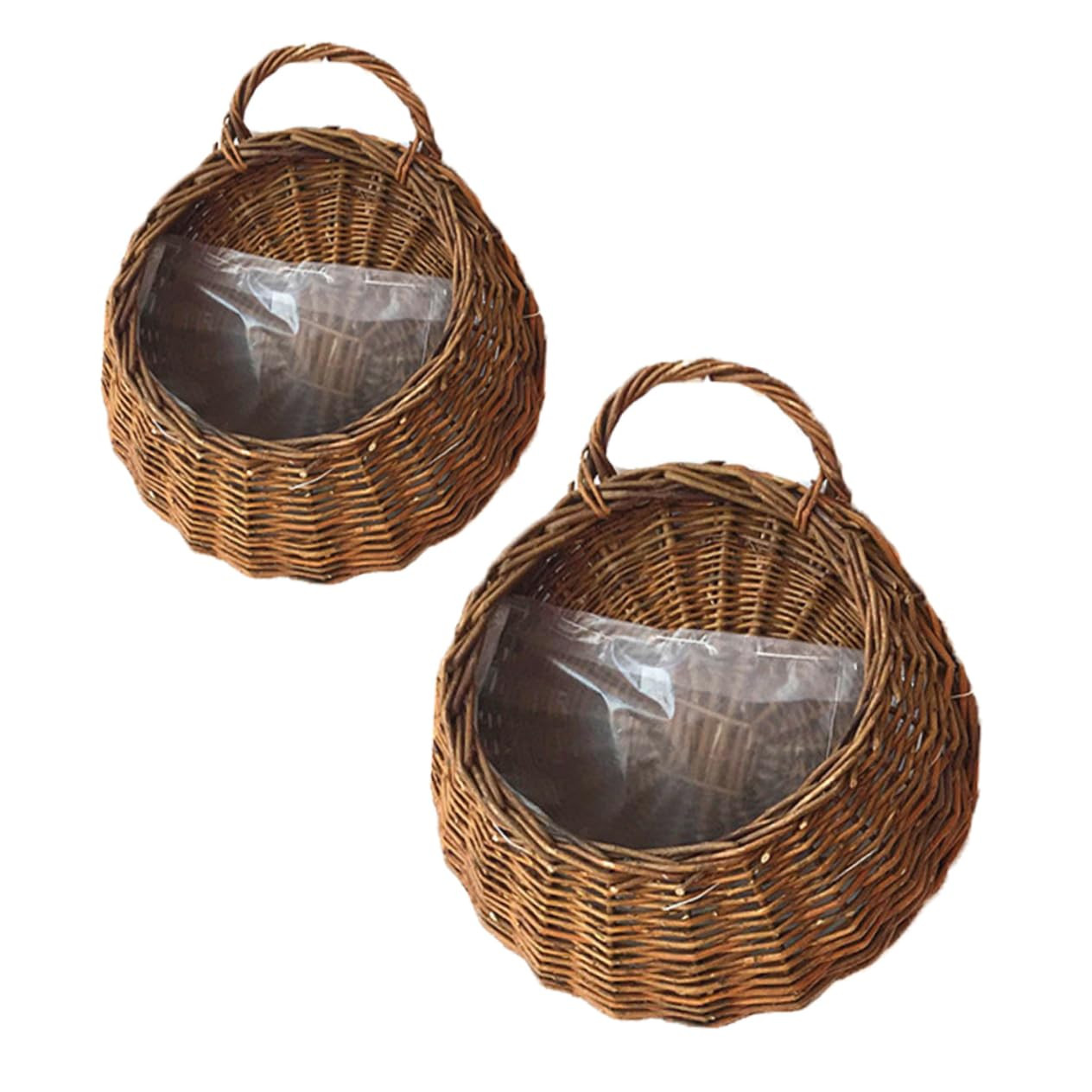 2pcs Rattan Wall Hanging Flower Pot Wicker Hanging Baskets Outdoor Storage Basket Planters for In... | Amazon (US)