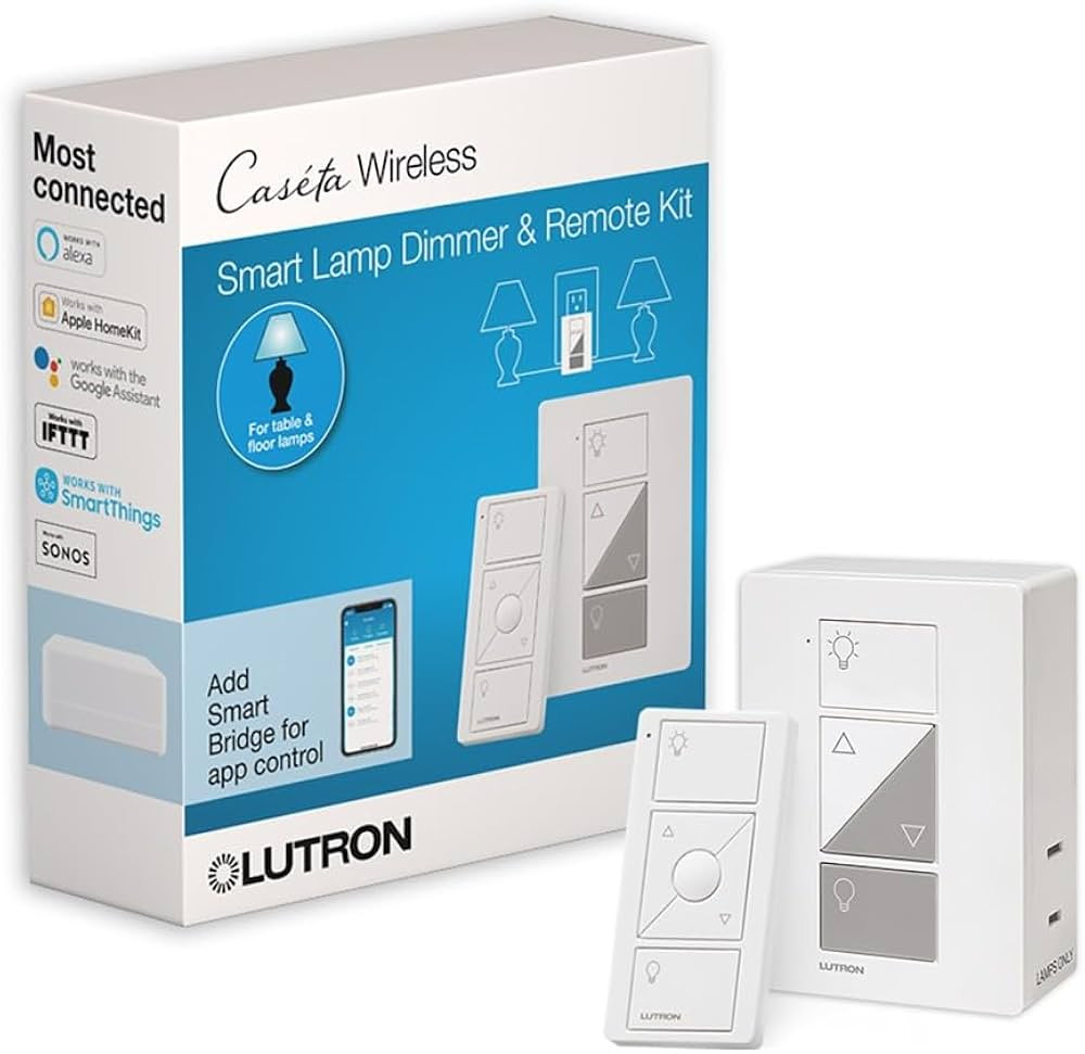 Lutron Caseta Smart Lighting Kit w/ Lamp Dimmer and Pico Remote, for 2 Floor and Table Lamps, Wor... | Amazon (US)