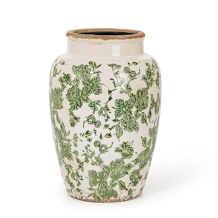 Sungmor Ceramic Flower Vase, Vintage Ice Cracked Glaze Porcelain Vase, Pretty Home Decor Vase for... | Amazon (US)