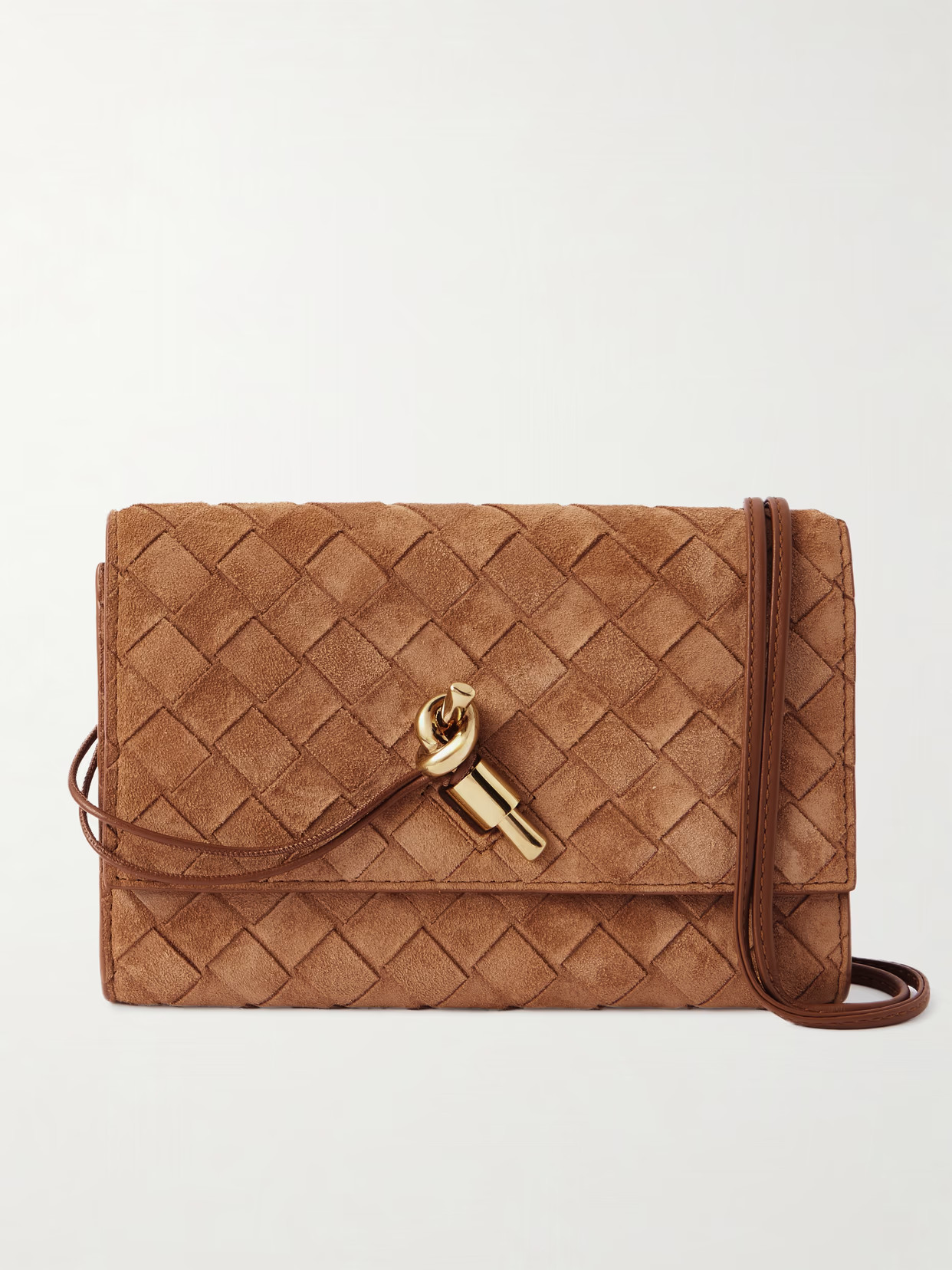 Bottega Veneta - Andiamo Small Intrecciato Suede Shoulder Bag - Tan | NET-A-PORTER (UK & EU)