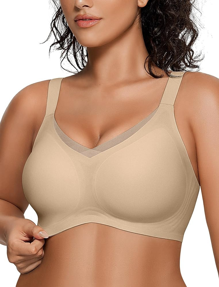 OEAK Womens Wireless Bras V Mesh Comfortable Bralette Supportive Tshirt Bra No Underwire Seamless... | Amazon (US)