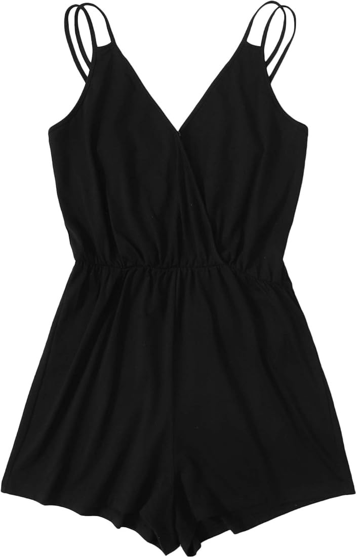 Verdusa Women's Leopard Print Wrap Spaghetti Strap Romper Cami Jumpsuit | Amazon (US)