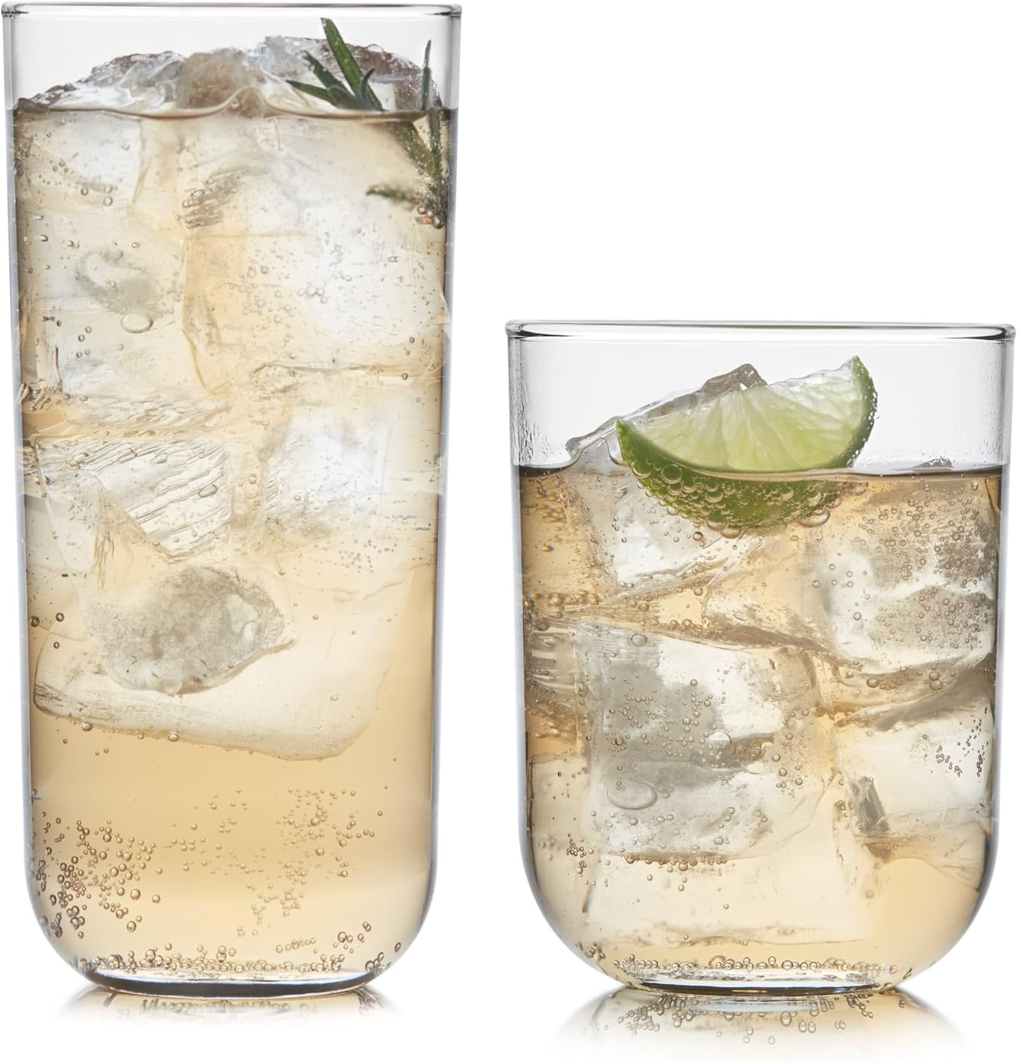 Libbey Polaris Tumbler and Rocks Glass Set, Elegant Drinkware Glasses Set, Lead-Free Tall Drinking Glasses with Modern Clean Lines, Dishwasher Safe Drinking Glasses Set of 16, Axis | Amazon (US)