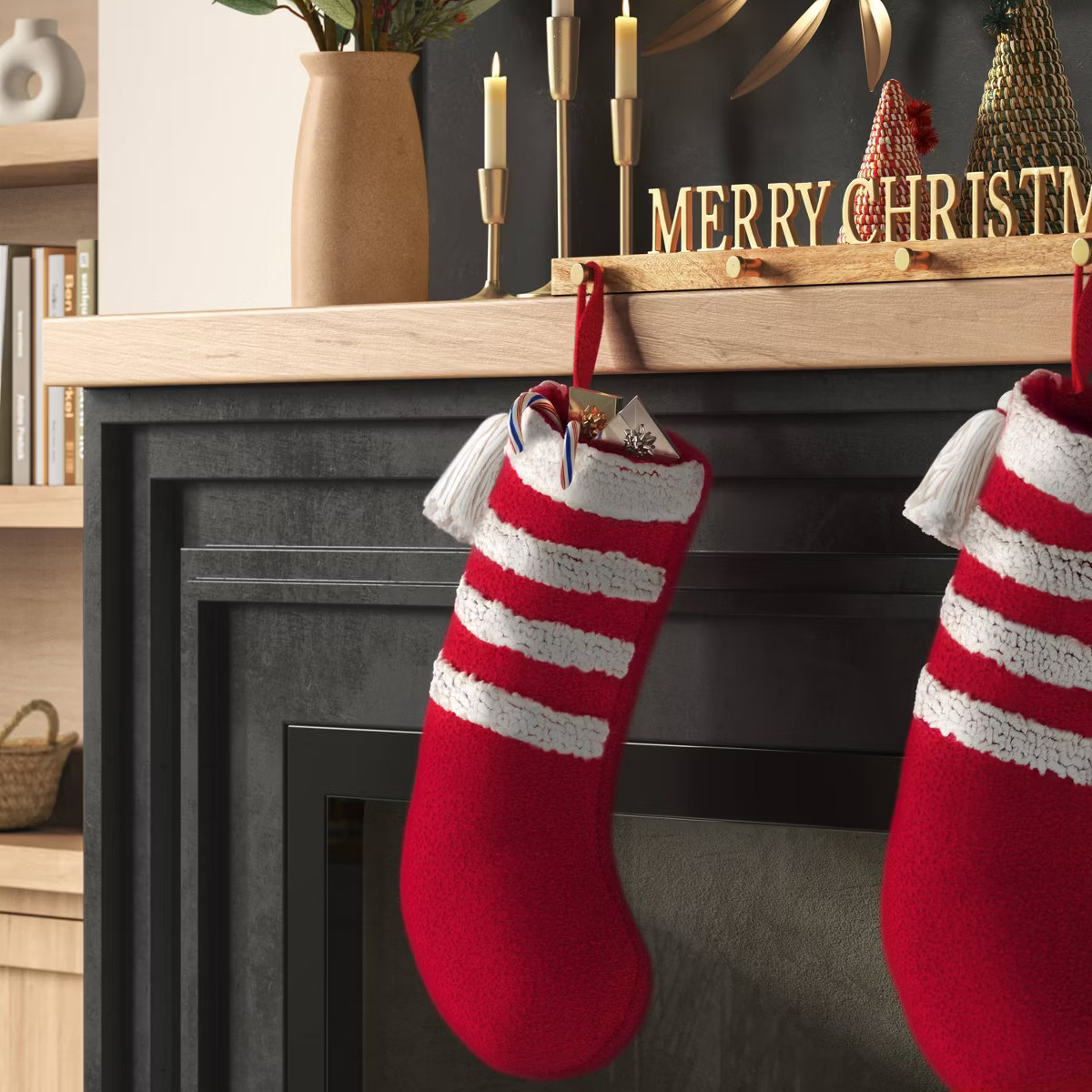 Textured Christmas Stocking with Tassel Red - Threshold™ | Target