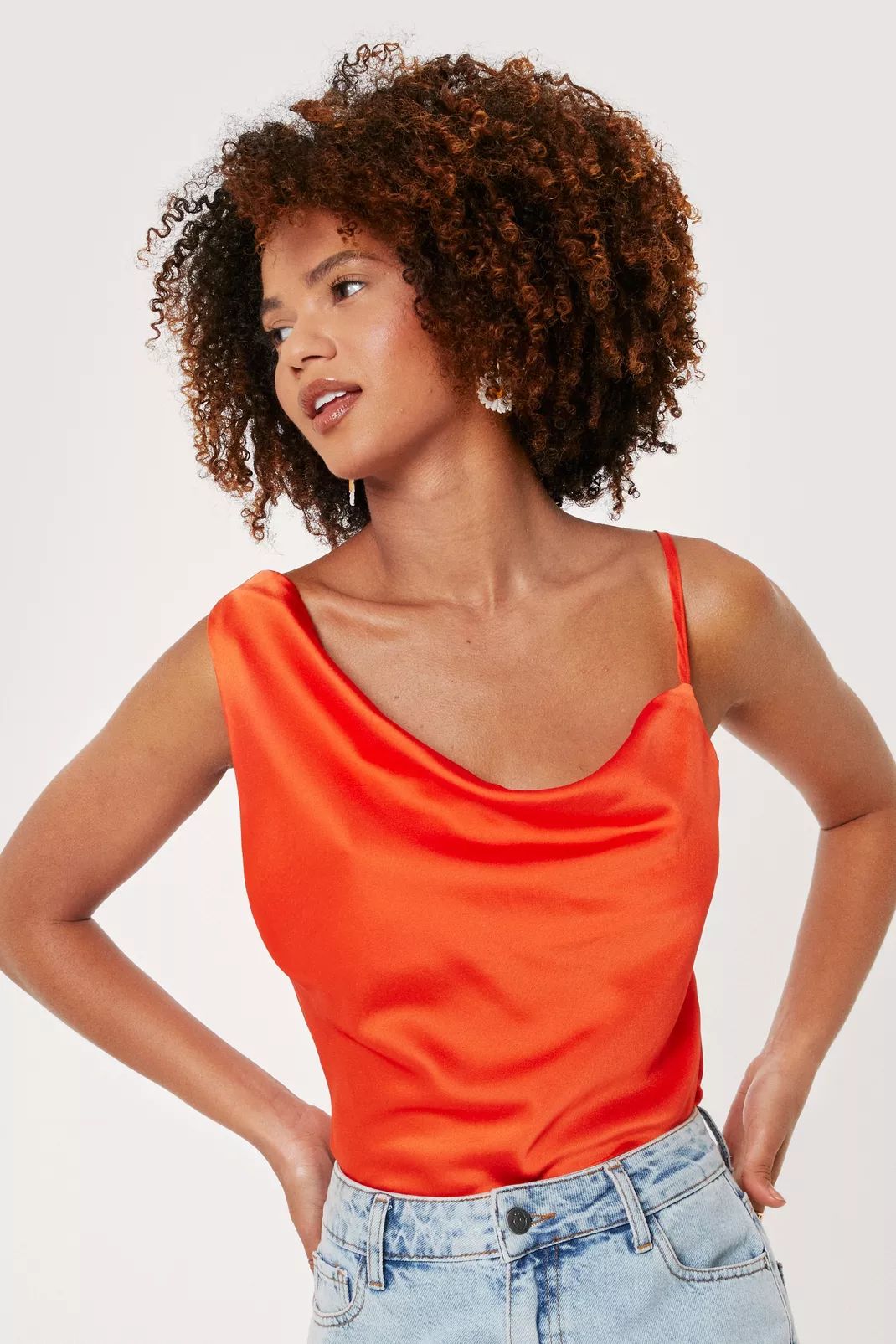 Satin Asymmetric Cowl Neck Cami Top | Nasty Gal (US)