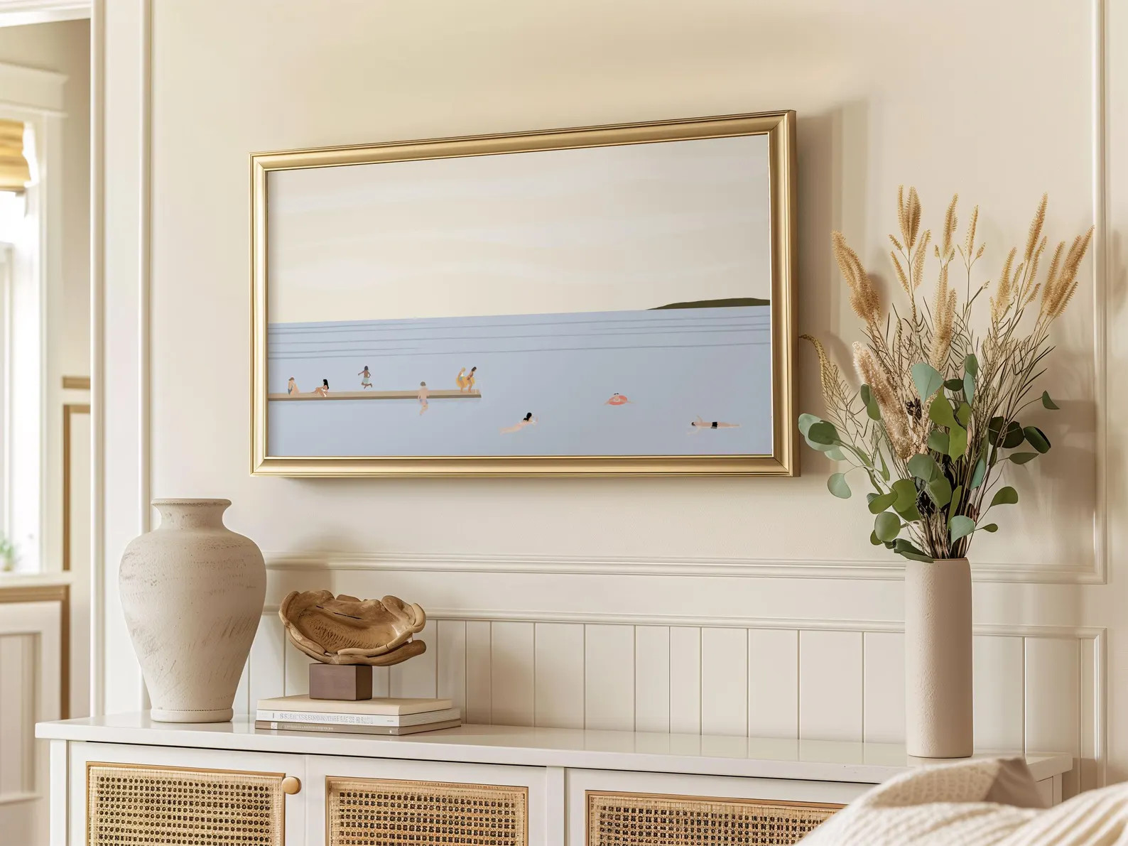 FRAME TV Minimalist Lake People Art | Samsung Frame TV Art | Minimalist Lake House Television Pri... | Etsy (US)