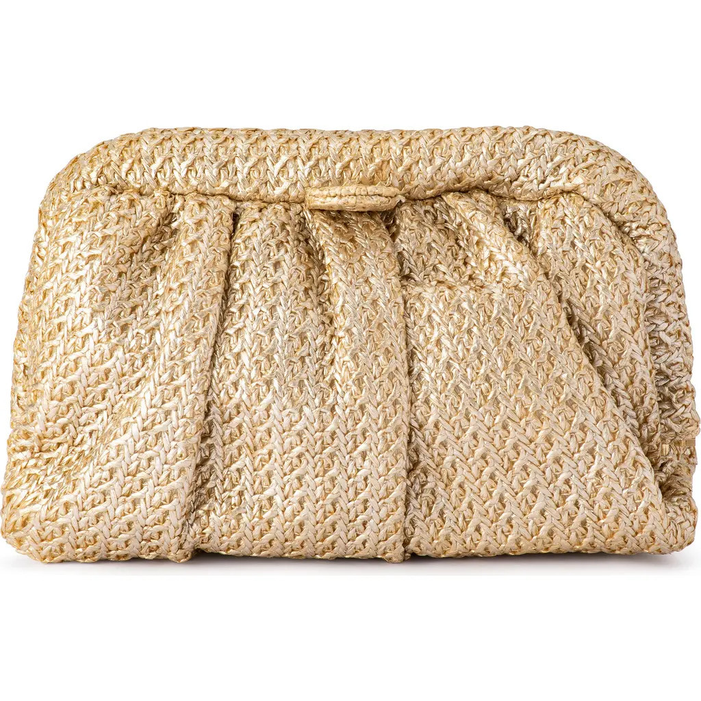 Olga Berg Stevie Pleated Woven Clutch in Gold at Nordstrom | Nordstrom