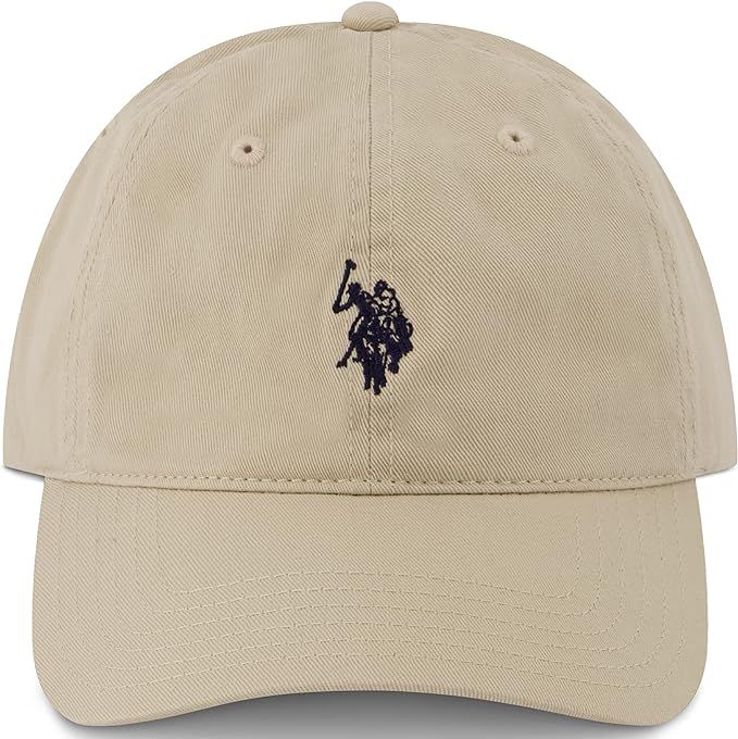 U.S. Polo ASSN. Small Pony Logo Baseball Hat, Washed Twill Cotton Adjustable Cap Stone Grey | Amazon (US)