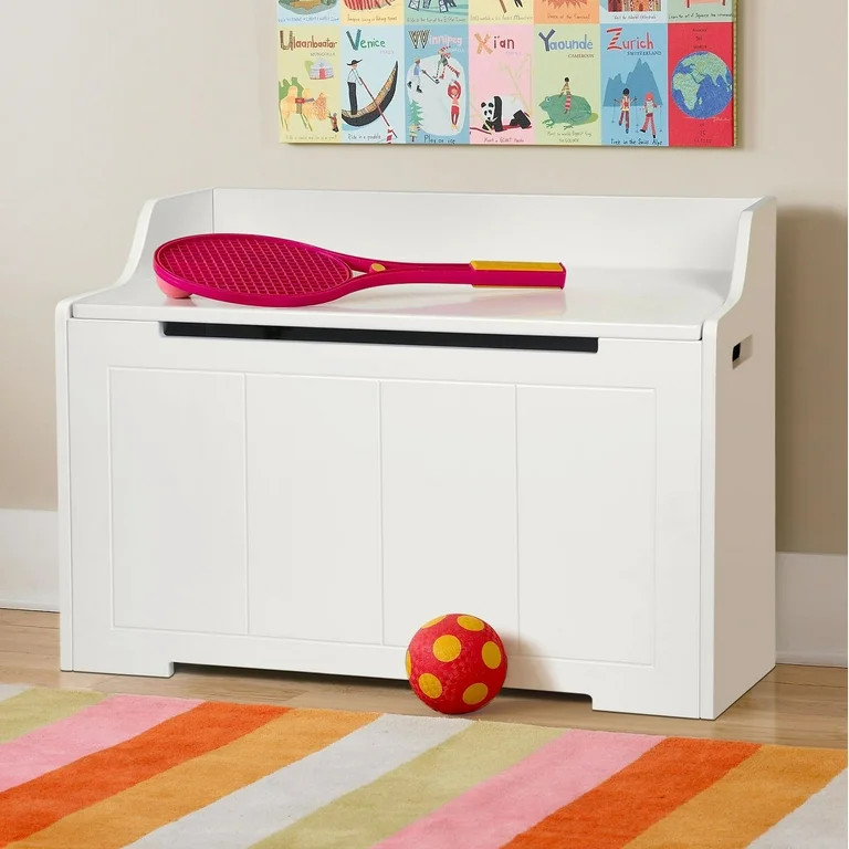 Wilbee Toy Box Wood Chest & Storage Trunk with Safety Hinge 30 inch for Kids Simple White | Walmart (US)