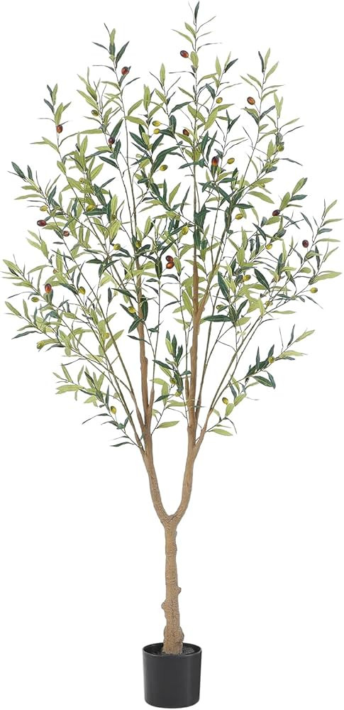 Tall Fuller Style Faux Olive Tree，6Ft(72”) Realistic Potted Silk Artificial Olive Tree， Fak... | Amazon (US)