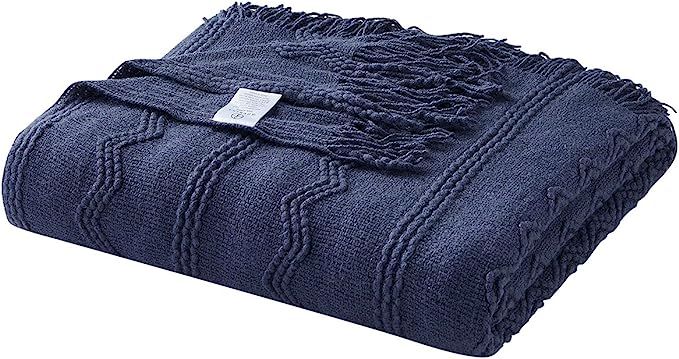 BOURINA Throw Blanket Textured Solid Soft Sofa Throw Bed Runner Couch Cover Knitted Decorative Bl... | Amazon (US)