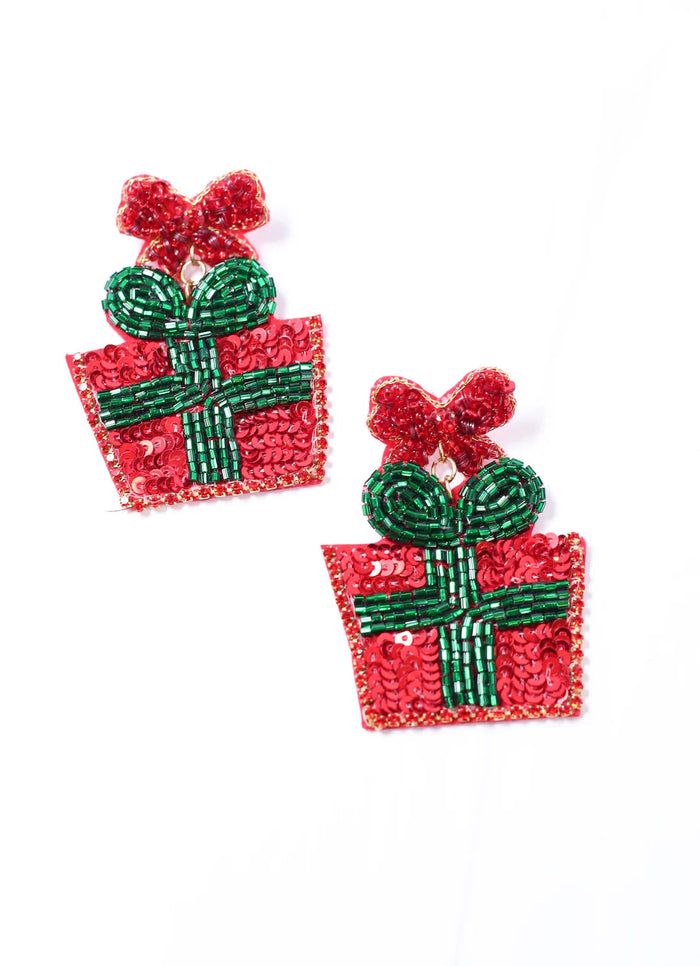 Wrapped in Red Present Earring | Caroline Hill