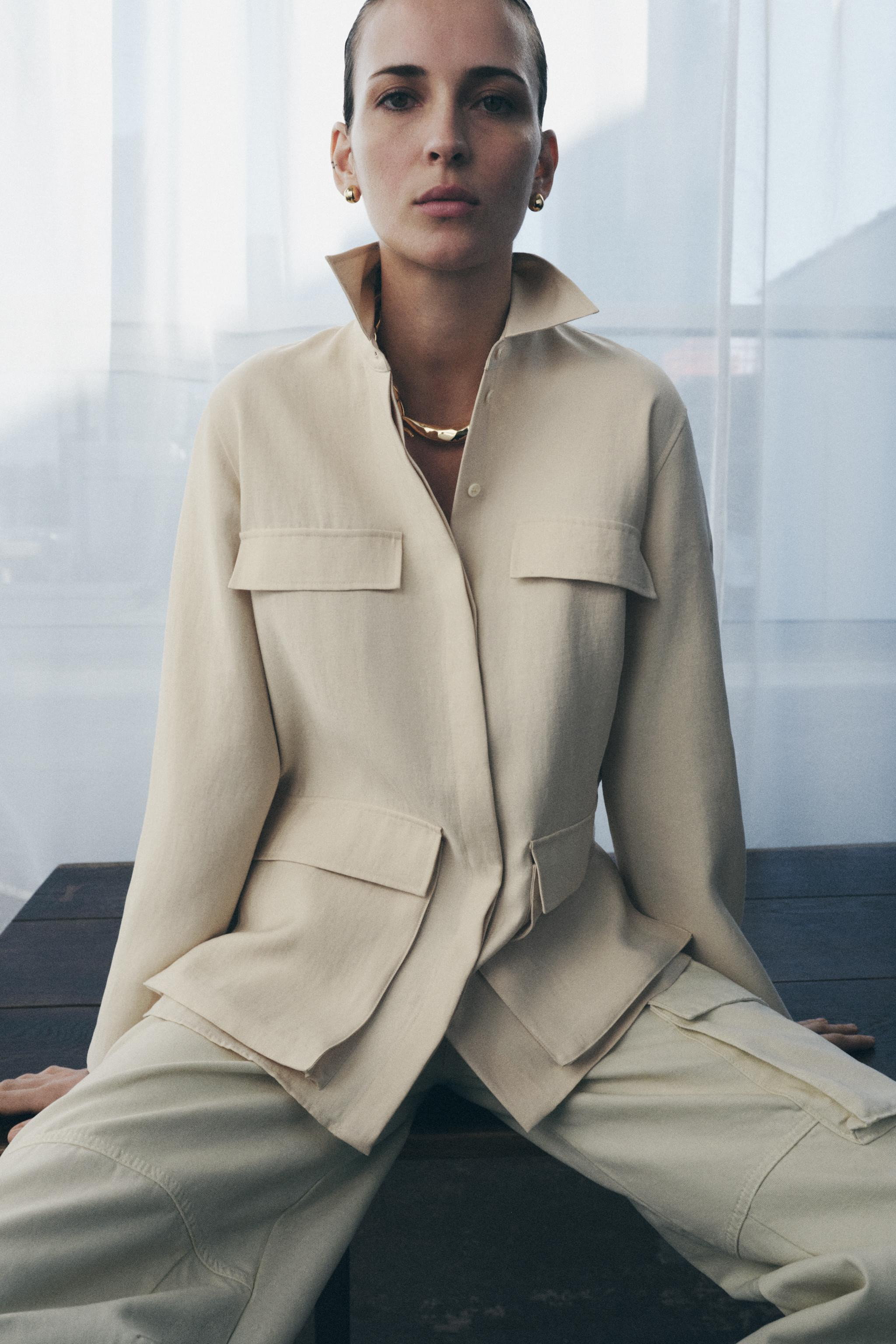 ZW COLLECTION FLOWING SHIRT WITH POCKETS | Zara UK