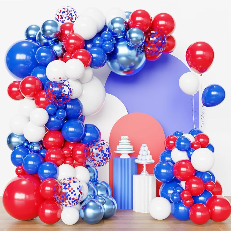Hiquaty Red White and Blue Balloon Arch Kit,119pcs Different Size Red White and Blue Balloons for... | Amazon (US)