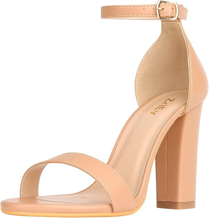ZriEy Women's Heeled Sandals Chunky Block Strappy High Heels Ankle Strap Open Toe Sandals Party W... | Amazon (US)