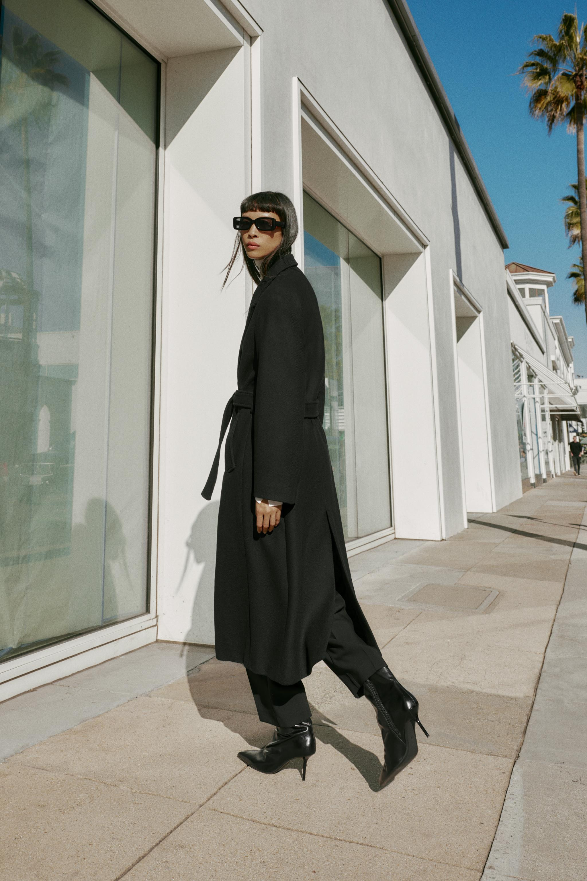 LONG BELTED WOOL COAT | Zara Canada