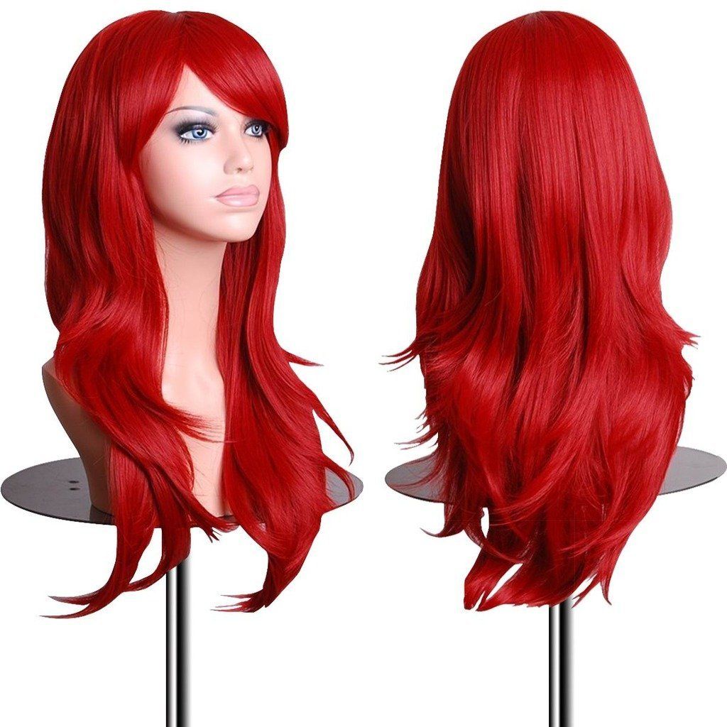 EmaxDesign Wigs 28 inch Wavy Curly Cosplay Wig With Wig Cap and Comb (Red) | Amazon (US)