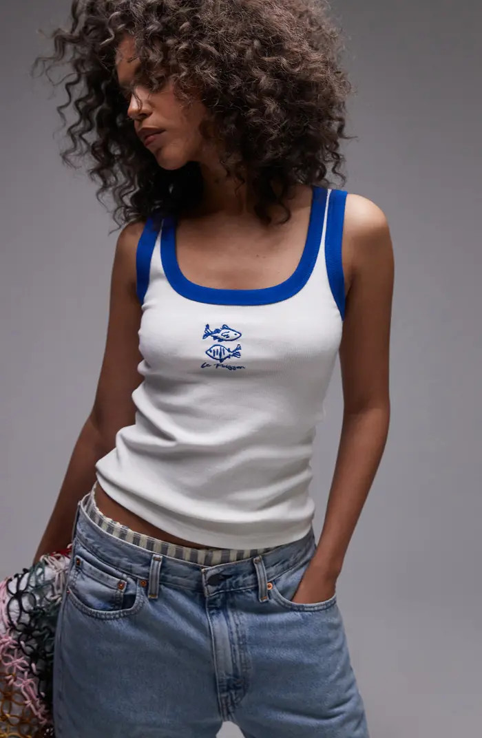 Topshop Le Poisson Embroidered Tank | Nordstrom | Nordstrom