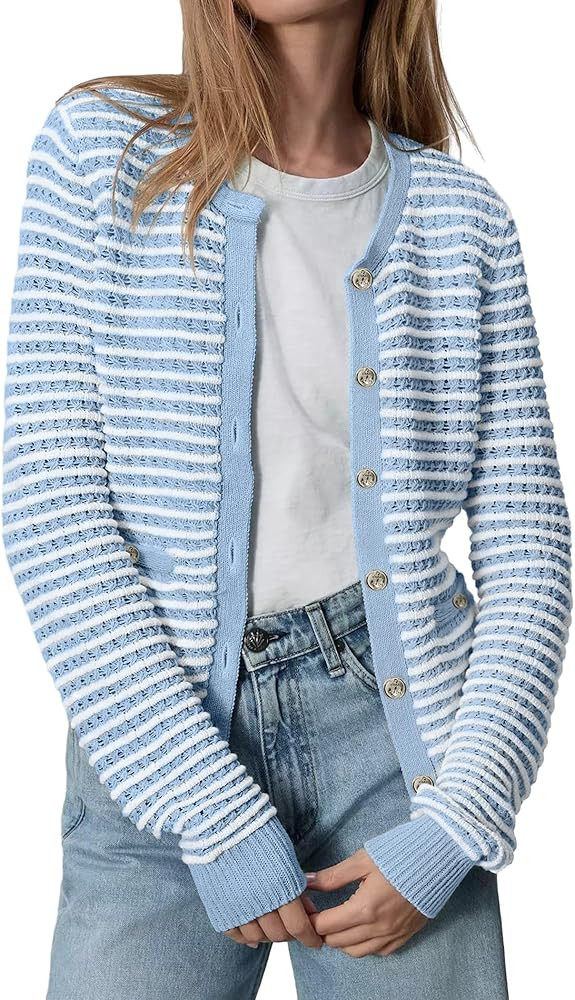 Crewneck Sweater Cardigan | Amazon (US)