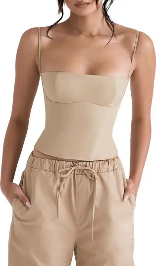 Audette Structured Cotton Twill Corset Top | Nordstrom