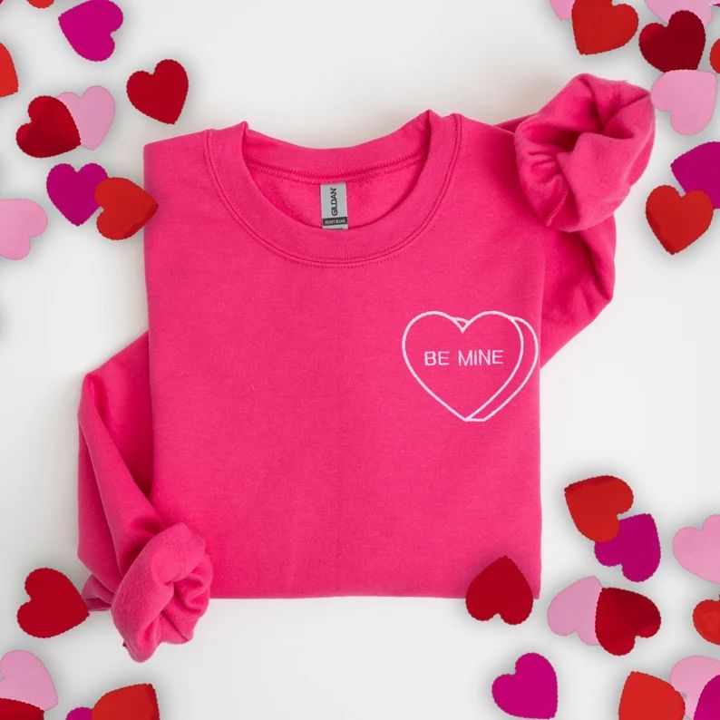 Candy Heart Custom Text Valentines Embroidered Sweatshirt - Etsy | Etsy (US)