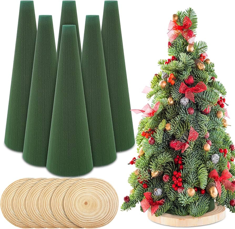 GlikCeil 6 Pcs Floral Foam Tree Cones for Christmas DIY Crafts Dry Wet Floral Foam Blocks 3.15 x ... | Amazon (US)