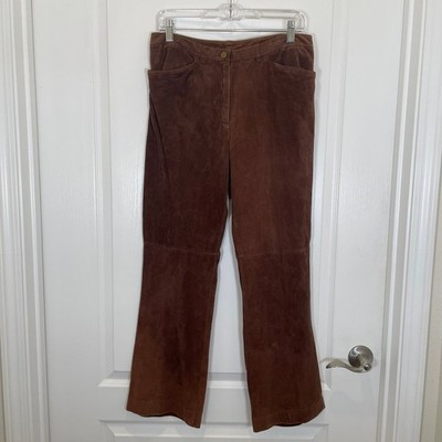 Lauren Ralph Lauren Suede Leather Pants Vintage Y2K Brown Straight Leg Jeans 8 | eBay US