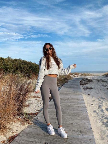 Fall at the beach 🌊🍂 I am so obsessed with these leggings 😍 got them in 5 colors!!! — Casual outfit, oversized sweatshirt, white sneakers

#LTKshoecrush #LTKunder50 #LTKunder100