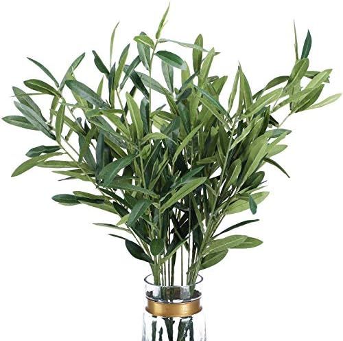 FUNARTY 5pcs 37" Tall Artificial Olive Branches Greenery Stems with 270 Olive Leaves, Fake Eucalyptu | Amazon (US)