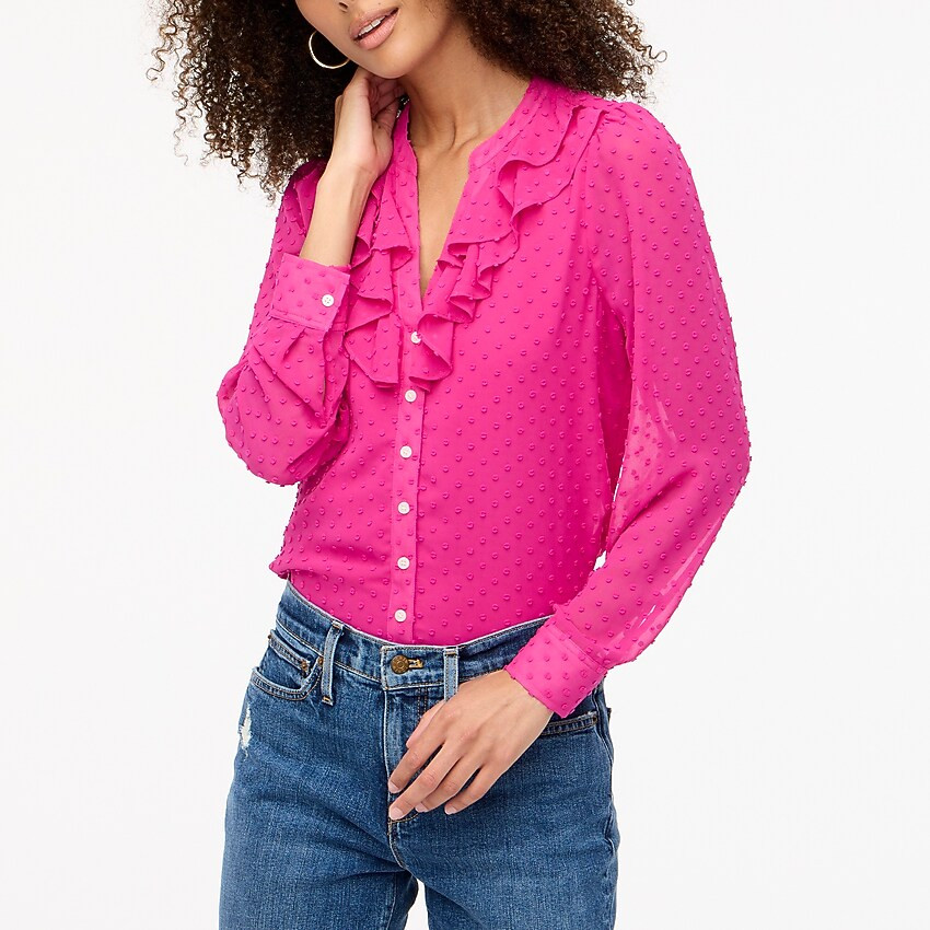 Clip-dot ruffle button-up shirt | J.Crew Factory
