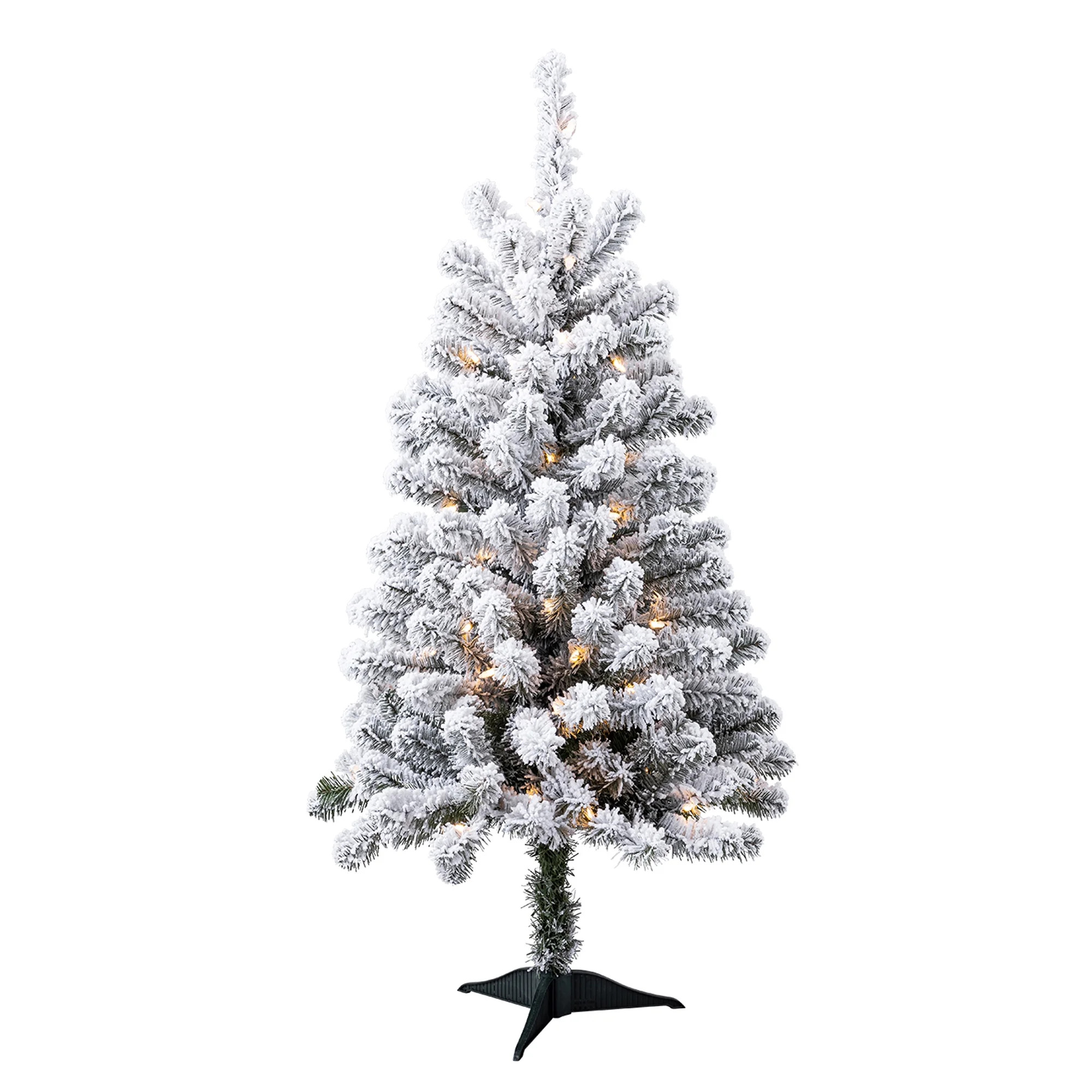 Holiday Time Greenfield 4' Pre-Lit Regular Full Flocked Pine Christmas Tree - Green, 198 snowy br... | Walmart (CA)