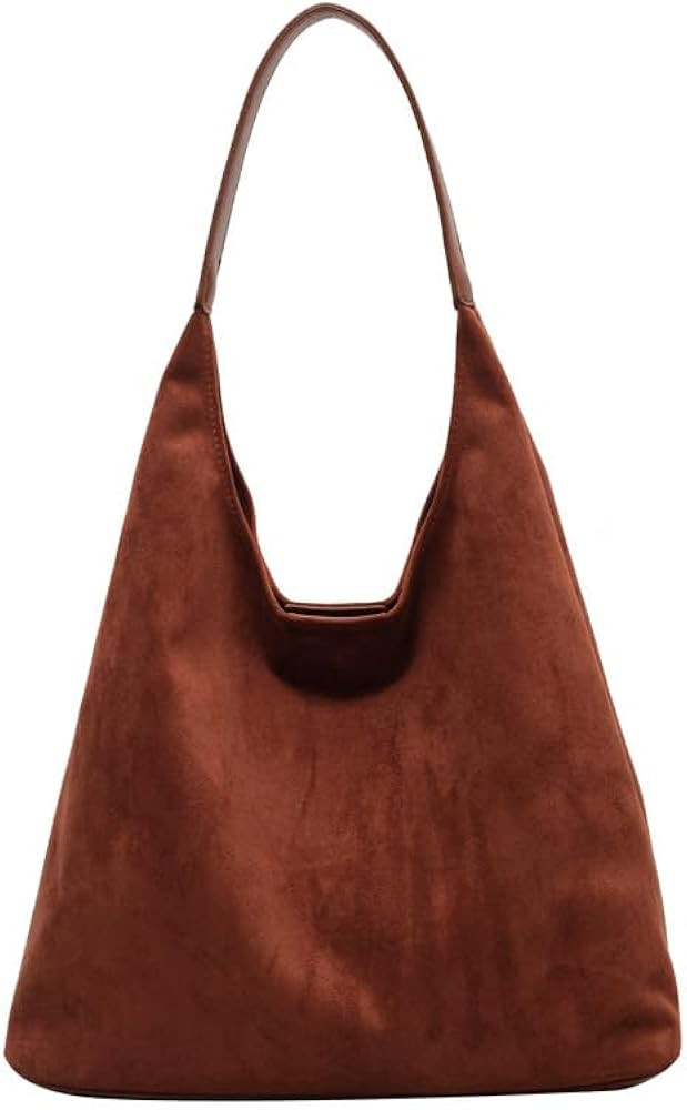 Suede Hobo Bag for Women Slouchy Purse Fashionable Office Tote Handbag | Amazon (US)