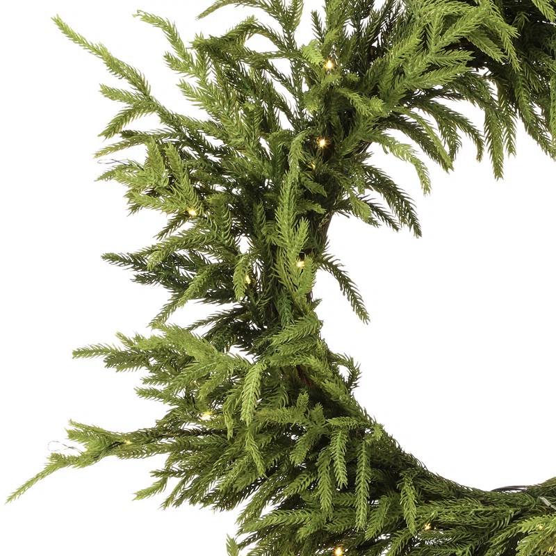 Regency International 24"Led Battery Operated Timer Natural Touch Norfolk Pine Wreath | Wayfair | Wayfair North America
