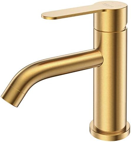 AMAZING FORCE Gold Bathroom Faucet Single Hole Bathroom Sink Faucet Single Handle Brushed Gold Ba... | Amazon (US)