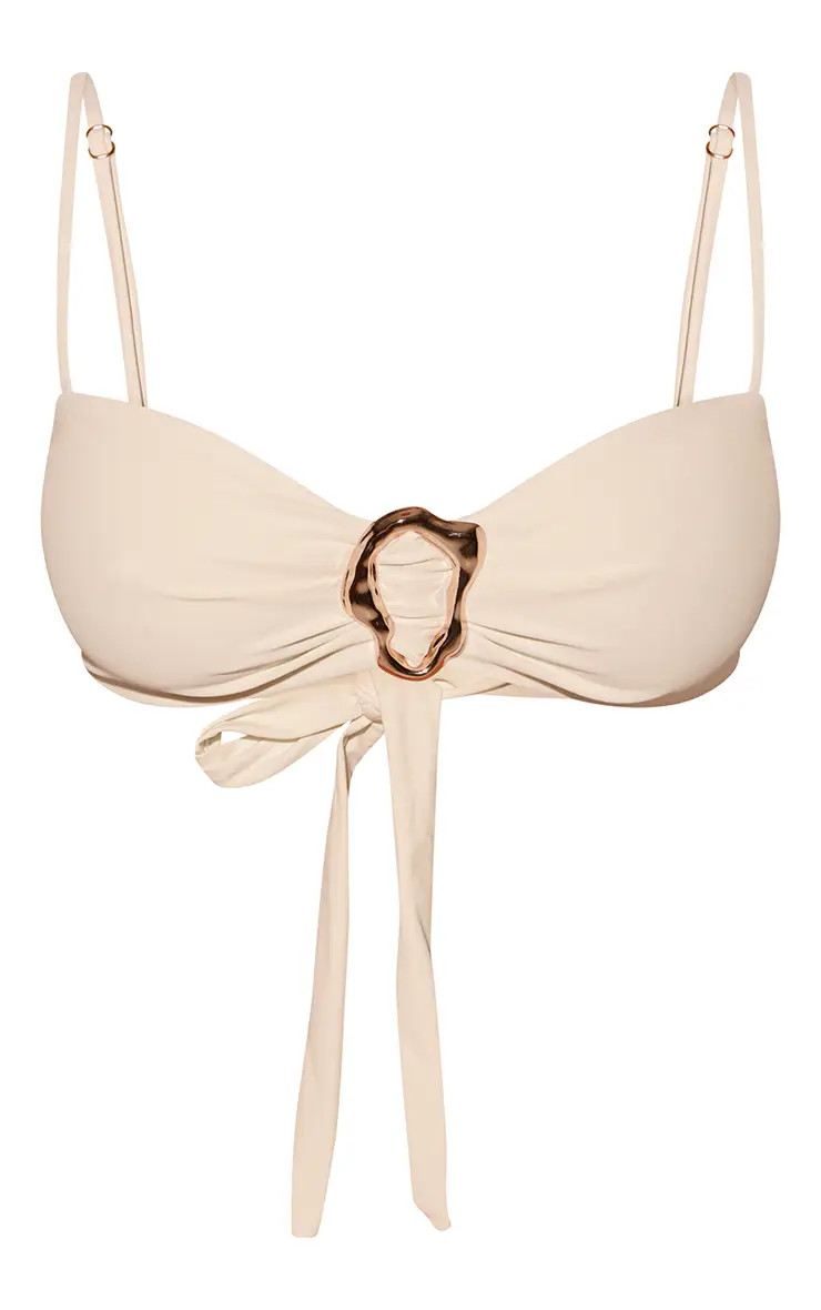 Cream O Ring Detail Bikini Top | PrettyLittleThing USA | PrettyLittleThing US