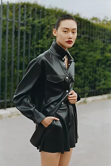 Avec Les Filles Oversized Faux Leather Shirt Jacket | Anthropologie (US)